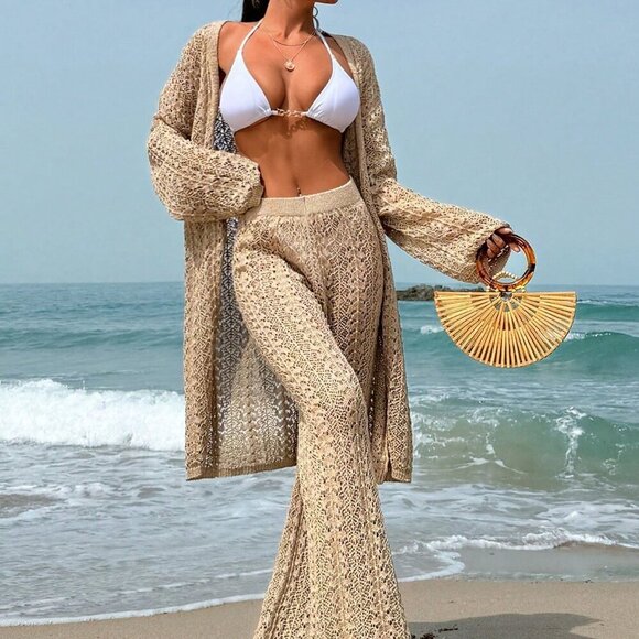 Camel Boho Women's Shiny Cover Up Set - Picture 2 of 7